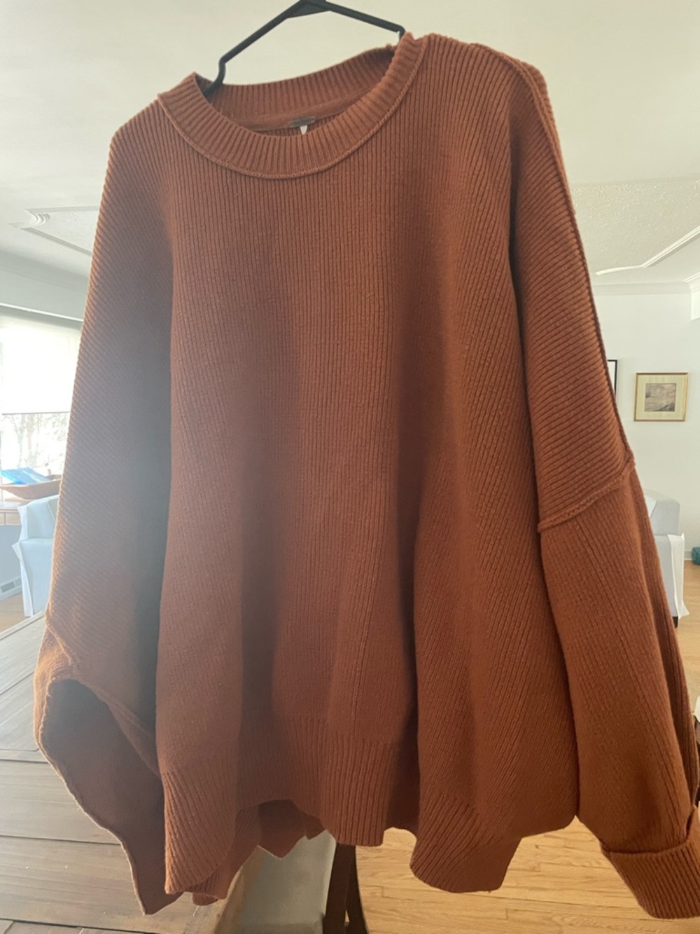 Free People Rust Crewneck Oversized Sweater
